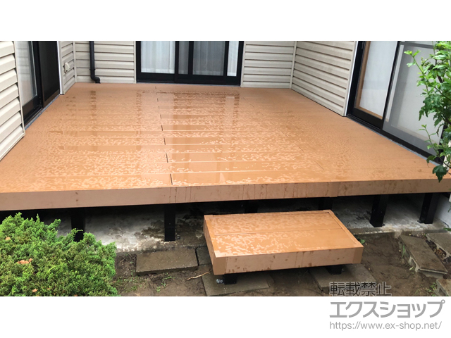山形県酒田市ののウッドデッキ リウッドデッキ 200+独立式リウッドステップ2型 施工例