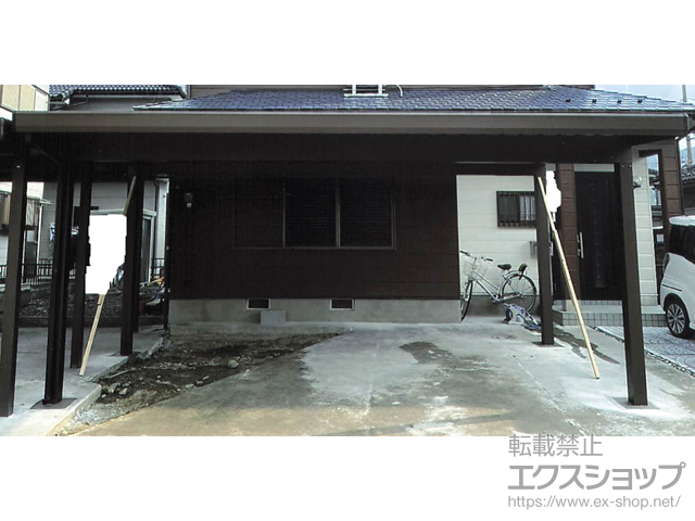 滋賀県米原市ののカーポート ジーポートneo 積雪100cmAタイプ 2台用 角柱4本柱 施工例