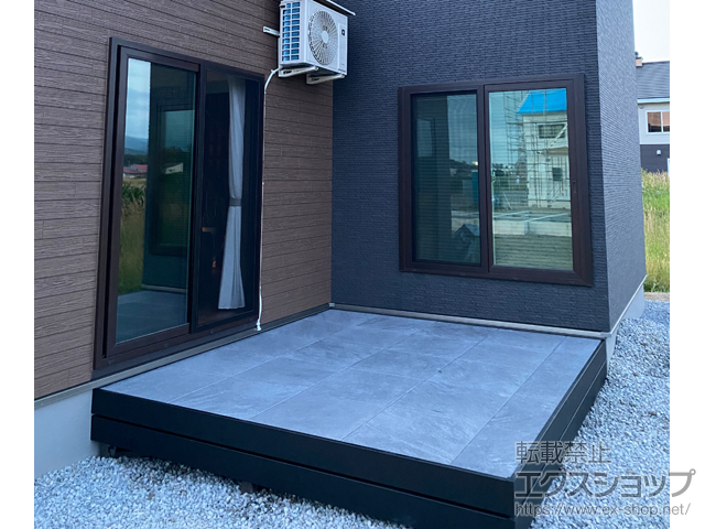 北海道名寄市ののウッドデッキ タイルデッキ 施工例