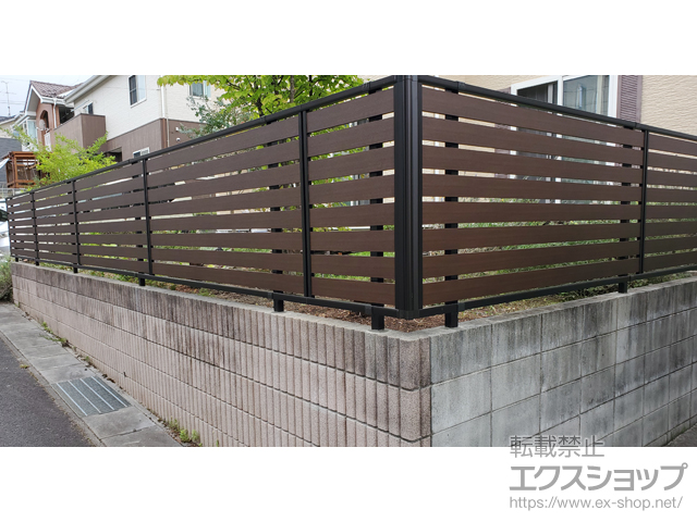 福島県本宮市ののフェンス・柵 モクアルフェンス 横板タイプ 自由柱施工 施工例