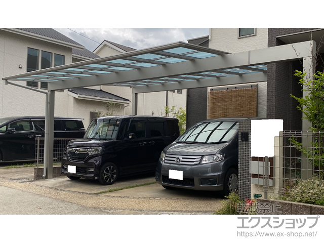 福岡県福岡市ののカーポート エフルージュ ツイン FIRST 積雪〜20cm対応*梁延長仕様（水下側のみ/8m以下） 施工例