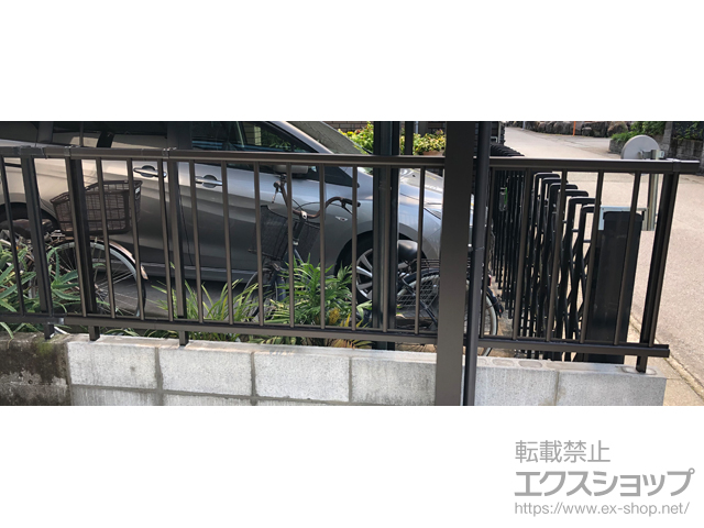 熊本県熊本市ののフェンス・柵 シンプレオフェンスT2型 縦格子16本 自由柱施工 施工例