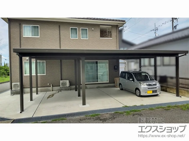 石川県七尾市のLIXILのカーポート カーポートST 積雪100cm対応 3台用 横連棟 9本柱 施工例