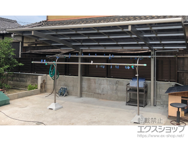 兵庫県姫路市ののカーポート プレシオスポート 積雪〜20cm対応+水平式物干し 施工例