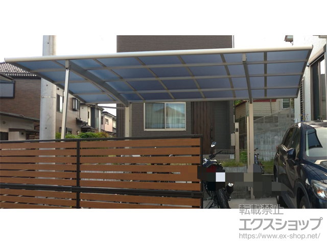 埼玉県久喜市ののカーポート プレシオスポート 積雪〜20cm対応＋着脱式サポート柱 施工例