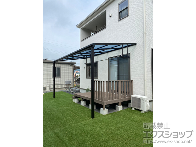 山口県防府市ののテラス屋根 ソラリア F型 テラスタイプ 単体 積雪〜20cm対応＋吊り下げ式　固定物干し　 施工例