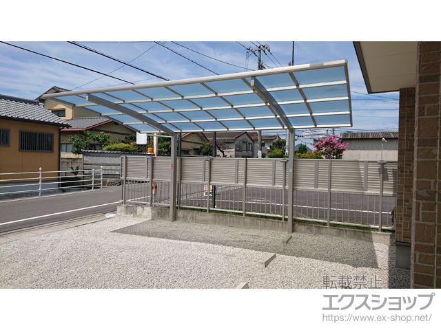 香川県高松市ののフェンス・柵 シンプレオフェンス13型 ルーバー + シンプレオフェンスT2型 縦格子16本 2段支柱 ブロック建て用 施工例