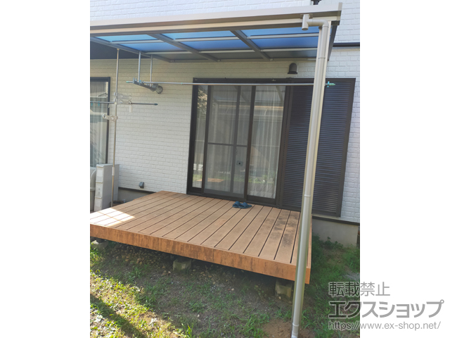 埼玉県比企郡滑川町ののテラス屋根 ソラリア F型 テラスタイプ 単体 積雪〜20cm対応+吊り下げ式 固定物干し 施工例