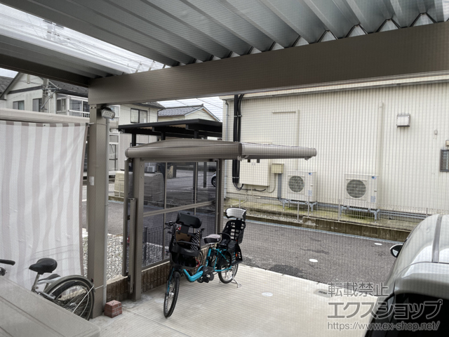 富山県富山市ののサイクルポート・駐輪場 フーゴAプラスミニ (アーチスタイル) 積雪〜20cm対応+サイドパネル2段 H:800+800 施工例