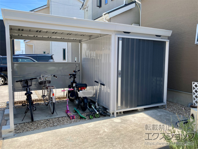 愛知県豊川市のの物置・屋外倉庫 FORTAウィズ 一般型 4000×2210×2085 右扉タイプ（FW-22K+1822S） FW-22K+1822S-CG 施工例