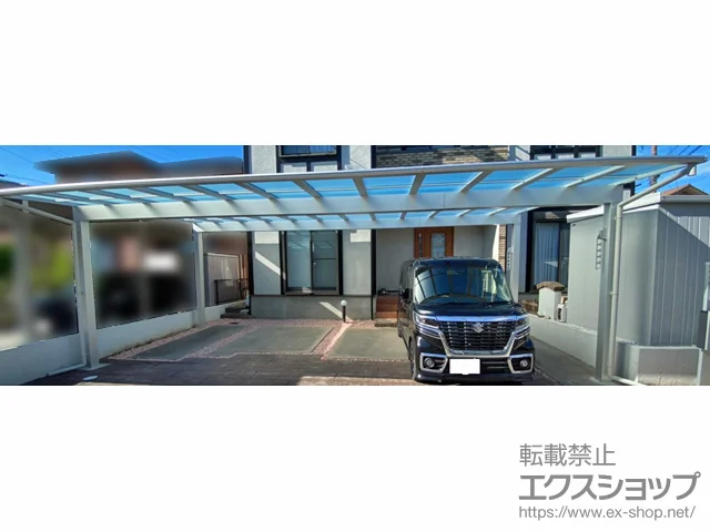 岐阜県大垣市のの屋外手すり・転落防止柵、ポスト・門柱・宅配ボックス、カーポート エフルージュ トリプル FIRST 積雪～20cm対応+水平式物干し(カーポート柱用) 施工例