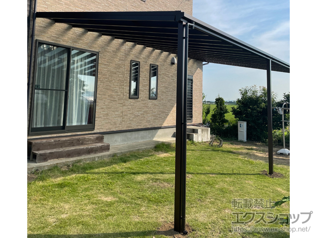 茨城県下妻市ののテラス屋根 ソラリア F型 ビッグサイズ 連棟 積雪〜20cm対応 施工例