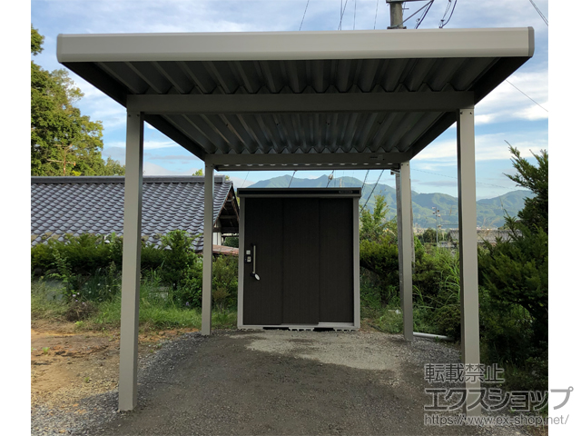 長野県東筑摩郡筑北村のの物置・屋外倉庫、カーポート ジーポートneo 1台用 Aタイプ 角柱4本仕様 積雪〜100cm対応 施工例