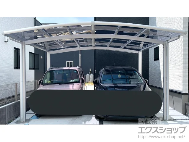 茨城県常陸大宮市のLIXIL(リクシル)のカーポート ネスカR (ラウンドスタイル) ワイド 積雪～20cm対応 施工例