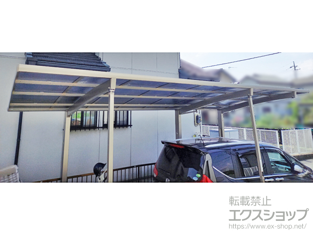 群馬県高崎市ののカーポート ネスカR (ラウンドスタイル) 延長 耐雪風圧強化パッケージ 積雪〜30cm対応+着脱式サポート/母屋補強材/屋根材ホルダー 施工例
