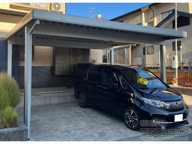 福島県会津若松市ののカーポート ジーポートneo 積雪100cmAタイプ 2台用 4本角柱 施工例