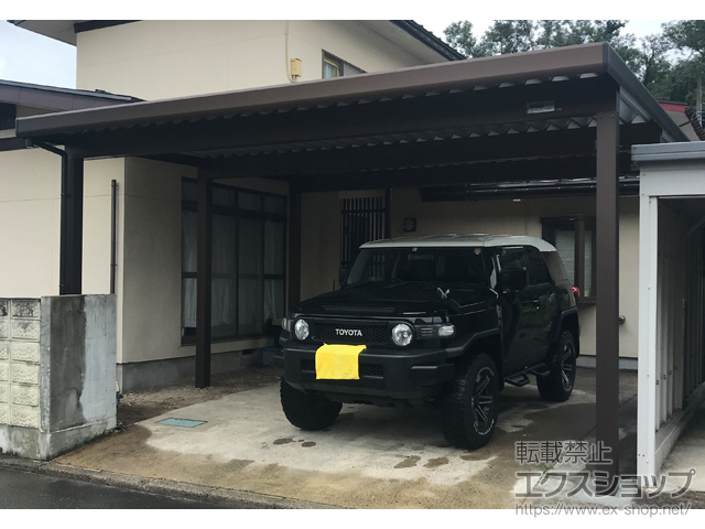 山形県米沢市ののカーポート ジーポートneo 積雪100cmBタイプ 2台用 角柱6本柱 施工例
