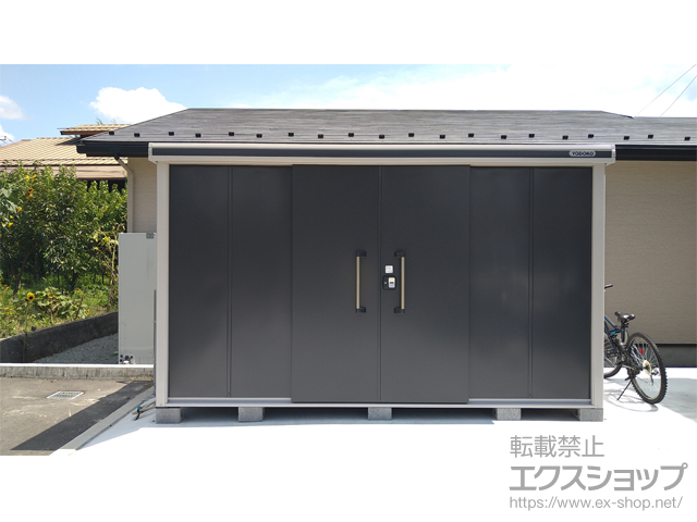 山梨県甲斐市のの物置・屋外倉庫 エルモ 積雪型 3620×2220×2118 LMDS-3622-SM＋別売棚 施工例