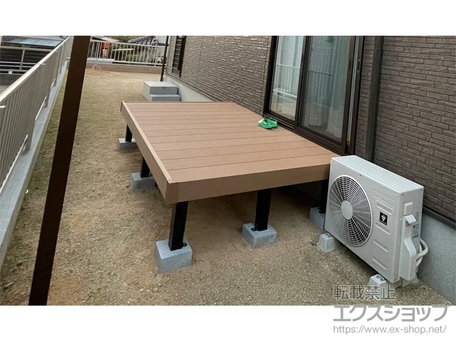 山口県山陽小野田市のValue Selectのウッドデッキ マージウッドデッキ+独立式リウッドステップ2型 施工例