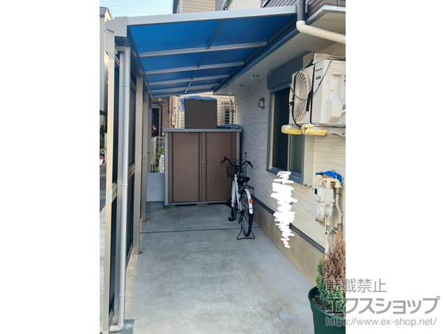 東京都葛飾区ののテラス屋根 ソラリア F型 テラスタイプ 単体 積雪〜20cm対応＋前面パネル 施工例