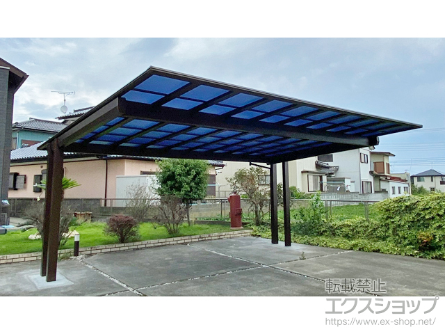 茨城県ひたちなか市ののカーポート エフルージュツインEX FIRST 後方支持タイプ 積雪〜20cm対応 施工例