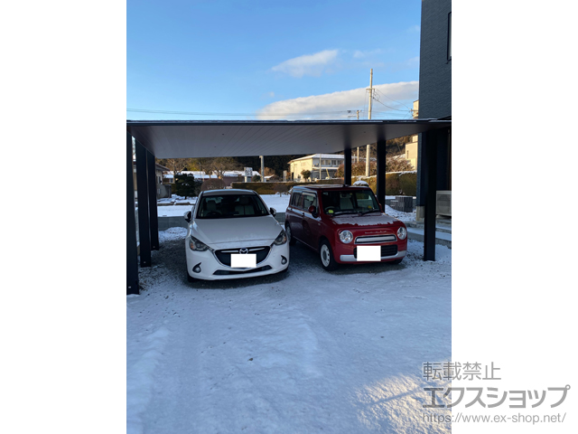 福島県西白河郡泉崎村ののカーポート カーポートSCワイド 木調マテリアルカラー 積雪〜50cm対応 施工例