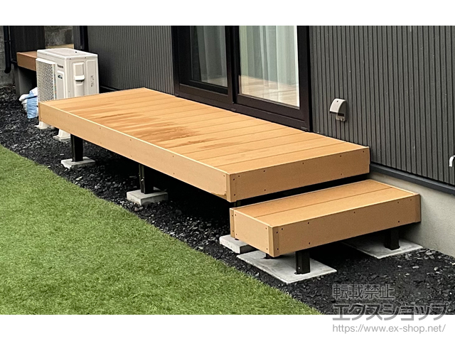 岩手県花巻市ののウッドデッキ 樹ら楽ステージ+独立ステップ 施工例