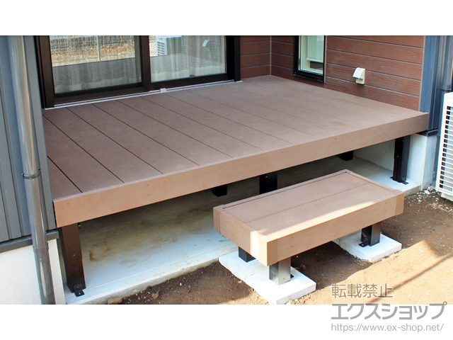 茨城県つくば市ののウッドデッキ リウッドデッキ 200+独立式リウッドステップ2型 施工例