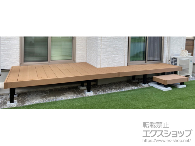 長野県東筑摩郡朝日村ののウッドデッキ リウッドデッキ 200+独立式 リウッド ステップ2型 施工例