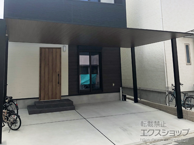 大阪府守口市ののカーポート カーポートSCワイド 木調マテリアルカラー 積雪〜20cm対応 施工例