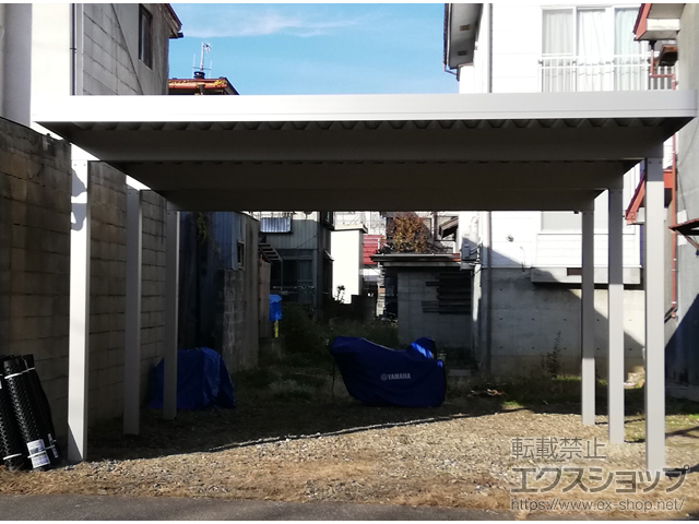 長野県飯山市ののカーポート ジーポートPro 積雪150cm対応 2台用 角柱6本柱 施工例