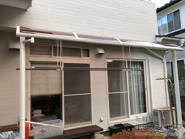 宮城県仙台市ののテラス屋根 スピーネ R型 テラスタイプ 単体 積雪〜20cm対応＋吊り下げ物干し Aセット 標準 施工例