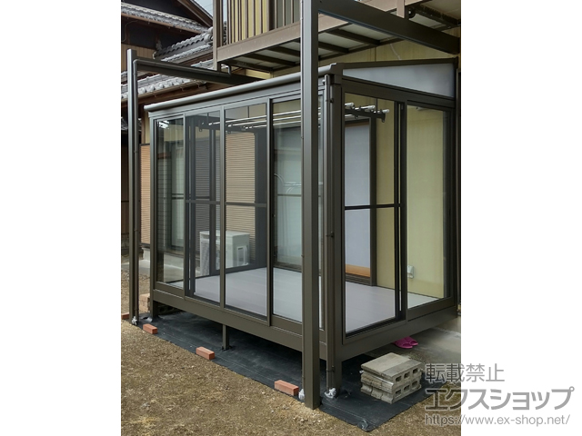 岐阜県多治見市ののテラス囲い・サンルーム サニージュ F型 床納まり ランマ無 積雪〜20cm対応 施工例