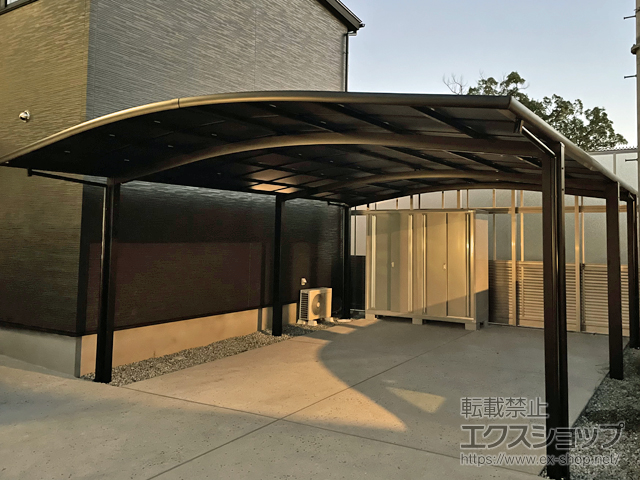 兵庫県西宮市ののカーポート ネスカR (ラウンドスタイル) ワイド 延長 積雪〜20cm対応 施工例