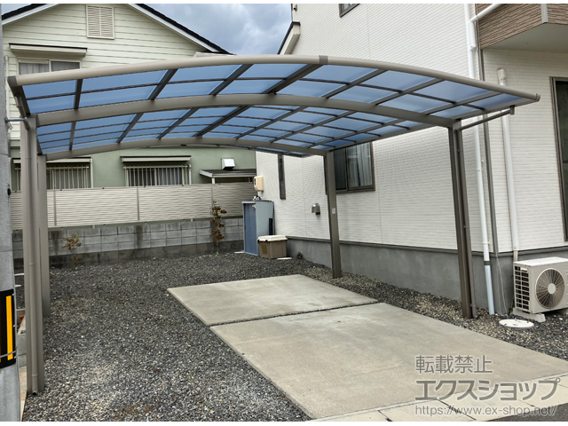 岡山県岡山市ののカーポート ネスカR (ラウンドスタイル) ワイド 積雪〜20cm対応 施工例