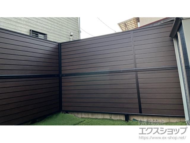埼玉県所沢市ののフェンス・柵 モクアルフェンス 目隠しタイプ 2段支柱 自立建て用 施工例