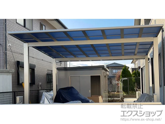 茨城県笠間市ののカーポート、カーゲート、物置・収納・屋外倉庫 エフルージュ ツイン FIRST 積雪～20cm対応 施工例
