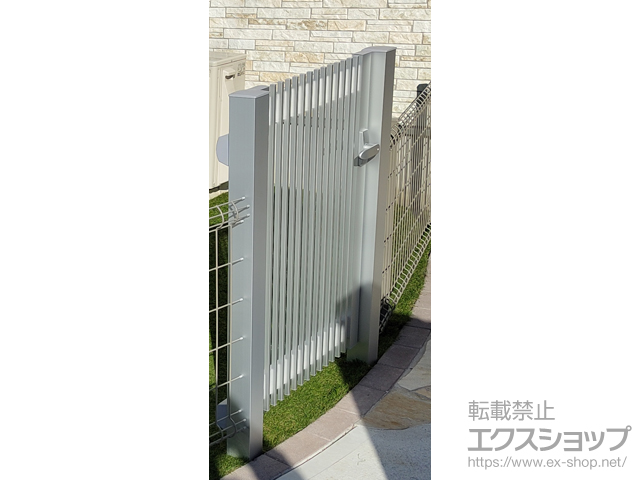 福島県福島市のの門扉 シンプレオ門扉T1型 縦格子 片開き 門柱使用 施工例