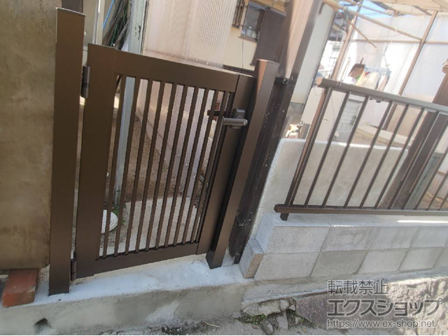 広島県広島市のの門扉 プレシオス門扉 縦格子 片開き 施工例