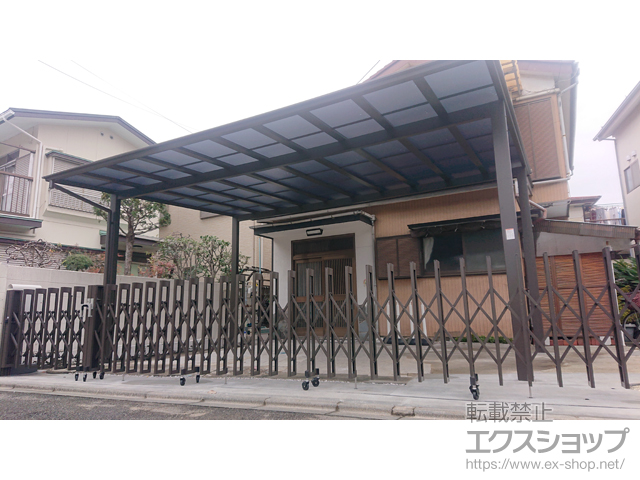 神奈川県川崎市ののカーゲート アルシャインII M型 Aタイプ ノンレール 両開き親子　(150+590)WP 施工例