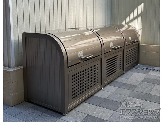 佐賀県唐津市の四国化成の ゴミストッカー PSR型 上開き+取外し式 3連結 施工例