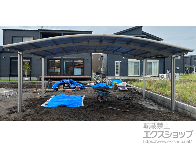 千葉県大網白里市ののカーポート ネスカR (ラウンドスタイル) ワイド 積雪〜20cm対応 施工例