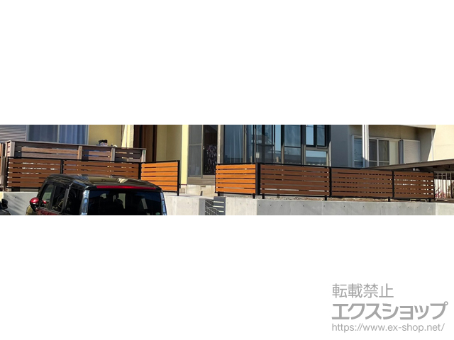 熊本県合志市ののフェンス・柵 モクアルフェンス 横板タイプ 自由柱施工 施工例