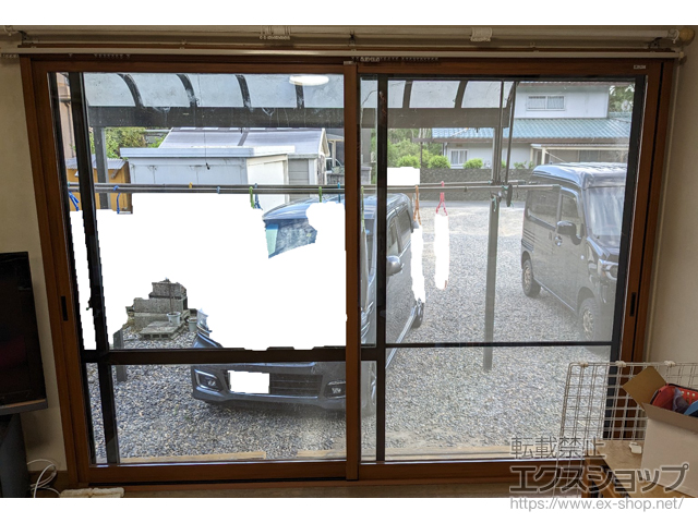 三重県亀山市のの二重窓（内窓） インプラス 引違い窓 2枚建+ふかし枠（40mm）3方カーテンレール取付仕様 施工例