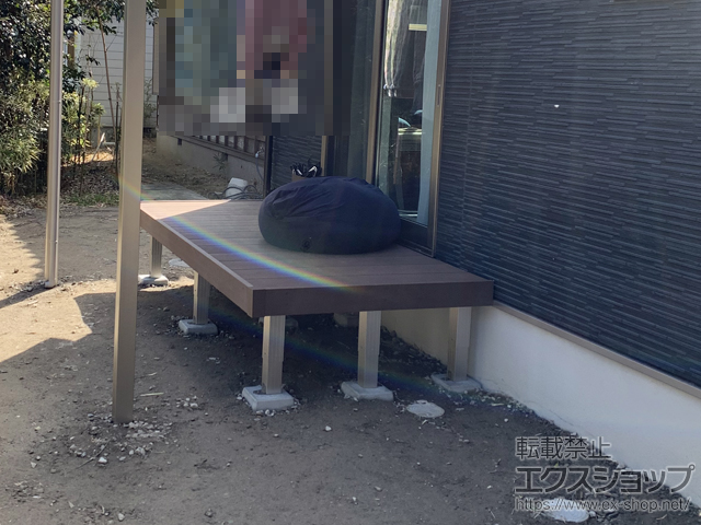 香川県さぬき市ののテラス屋根 プレシオステラスII R型 テラスタイプ 単体 積雪〜20cm対応+吊り下げ式固定物干し 施工例