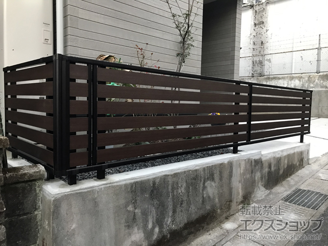 鹿児島県鹿児島市ののフェンス・柵 モクアルフェンス 横板タイプ 自由柱施工 施工例