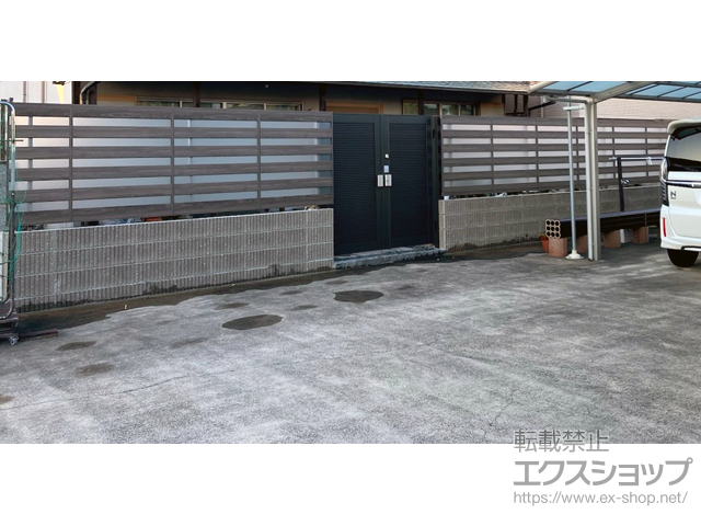 愛知県常滑市のの門扉 エルネクス門扉 M-YM型 両開き　柱使用 施工例