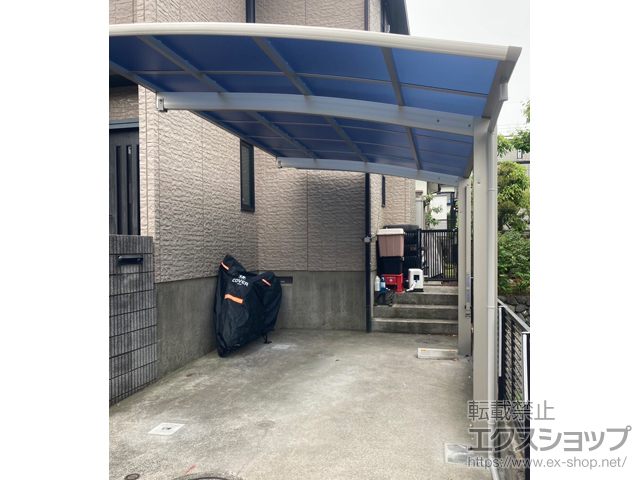 神奈川県厚木市ののカーポート プレシオスポート 積雪〜20cm対応＋着脱式補助柱 施工例