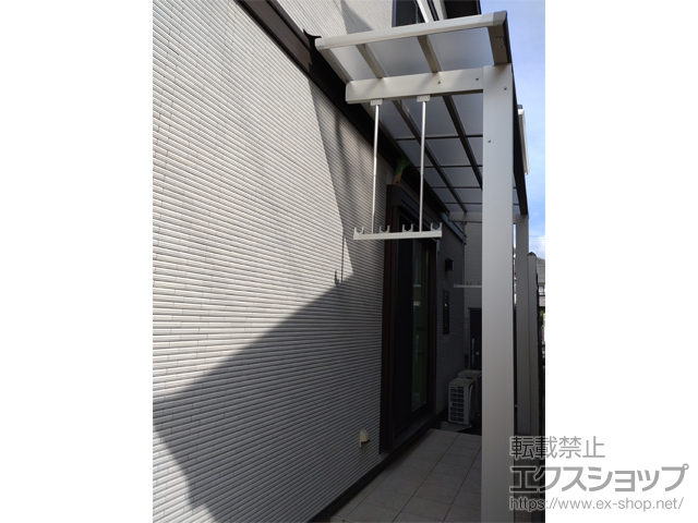 京都府京都市ののテラス屋根 レセパ Lタイプ 独立タイプ 積雪〜20cm対応＋吊り下げ式固定物干し 施工例