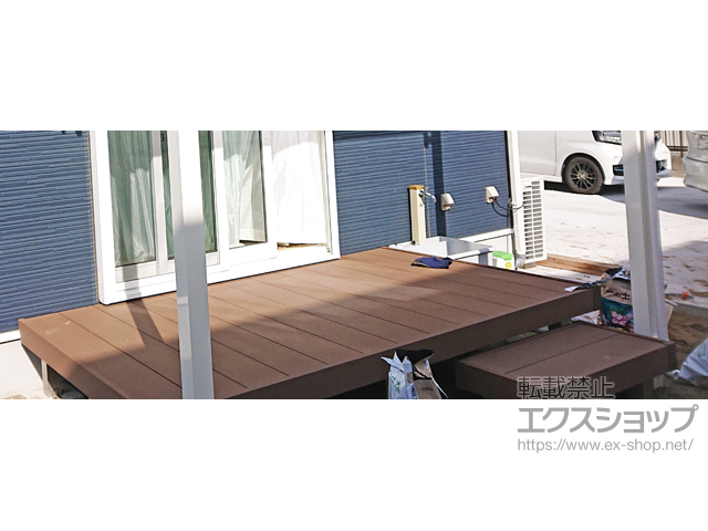千葉県茂原市ののウッドデッキ リウッドデッキ 200＋独立式リウッドステップ2型 施工例